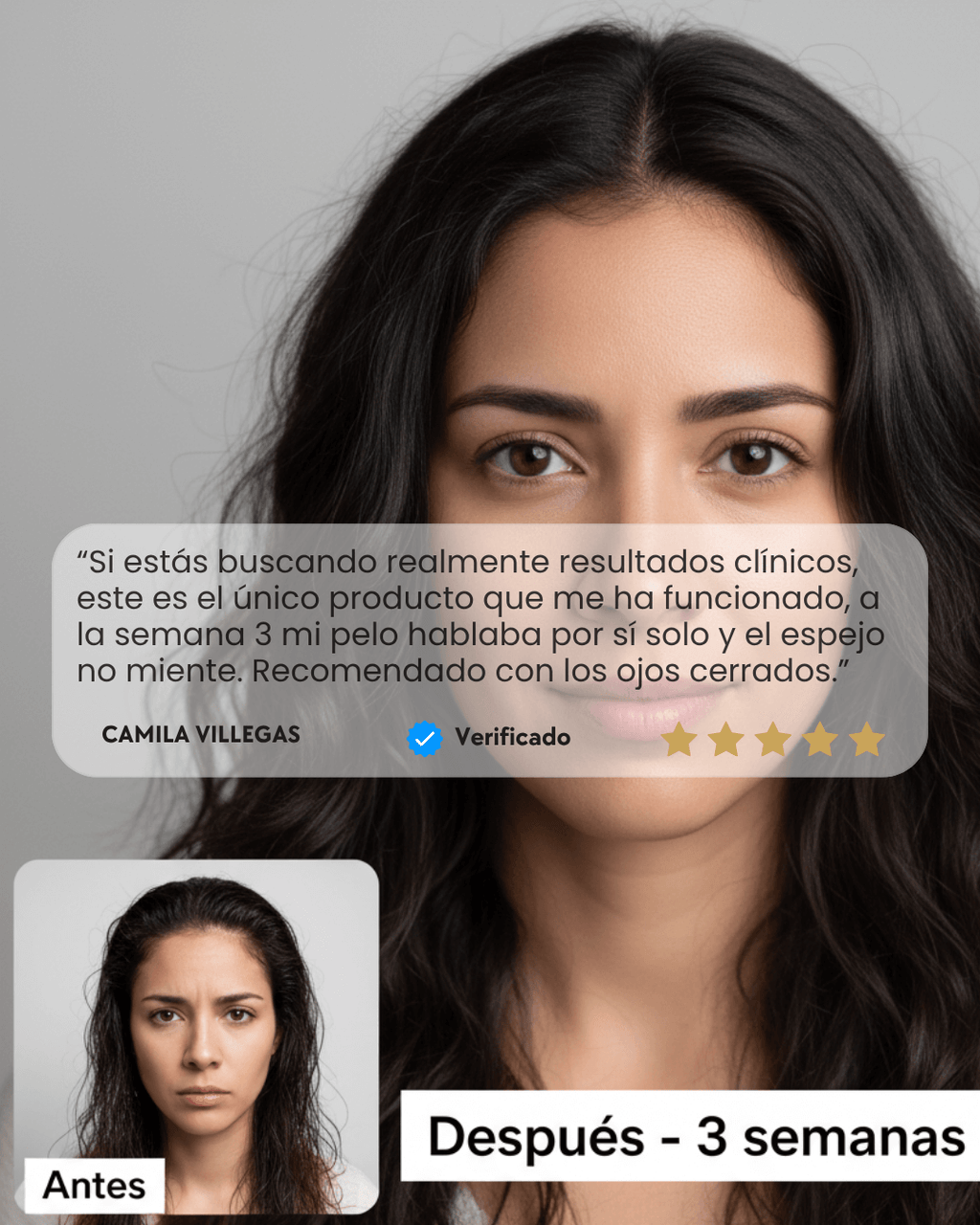 Reduce visiblemente la caída del cabello en solo 3 semanas con el primer acelerador capilar interno con Lustriva®